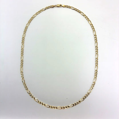 14K Yellow Gold Solid Figaro Necklace | 22 Inches, 4.6mm, 16.5 grams