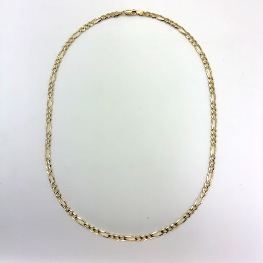 14K Yellow Gold Solid Figaro Necklace | 22 Inches, 4.6mm, 16.5 grams