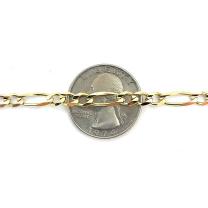 14K Yellow Gold Solid Figaro Necklace | 22 Inches, 4.6mm, 16.5 grams
