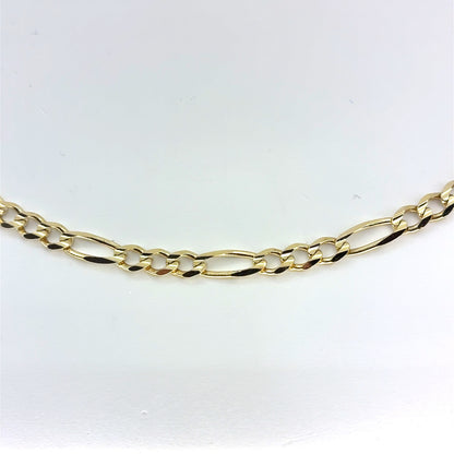 14K Yellow Gold Solid Figaro Necklace | 22 Inches, 4.6mm, 16.5 grams