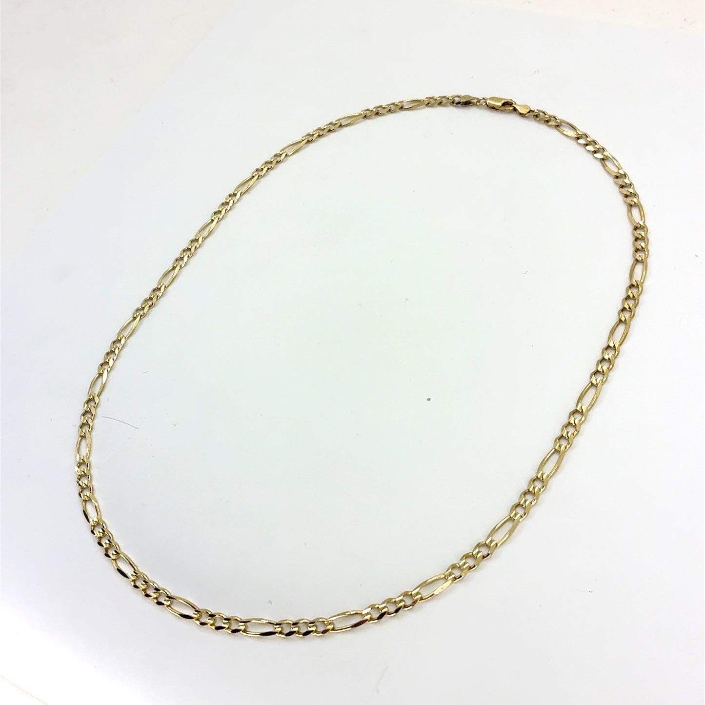 14K Yellow Gold Solid Figaro Necklace | 22 Inches, 4.6mm, 16.5 grams