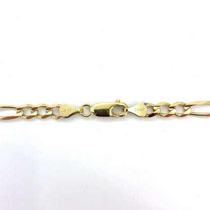 14K Yellow Gold Solid Figaro Necklace | 22 Inches, 4.6mm, 16.5 grams