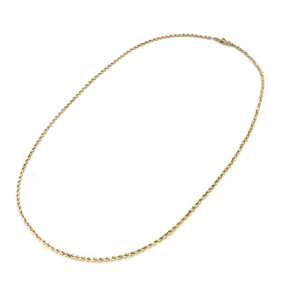 14K Yellow Gold Solid Rope Necklace | 20 Inches, 1.8mm, 7.57 grams