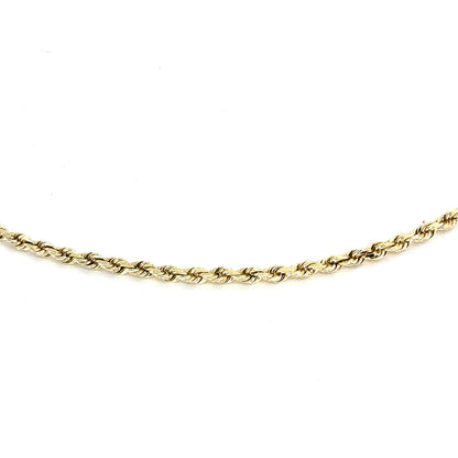 14K Yellow Gold Solid Rope Necklace | 20 Inches, 1.8mm, 7.57 grams