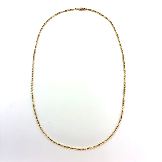 14K Yellow Gold Solid Rope Necklace | 20 Inches, 1.8mm, 7.57 grams