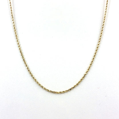 14K Yellow Gold Solid Rope Necklace | 20 Inches, 1.8mm, 7.57 grams