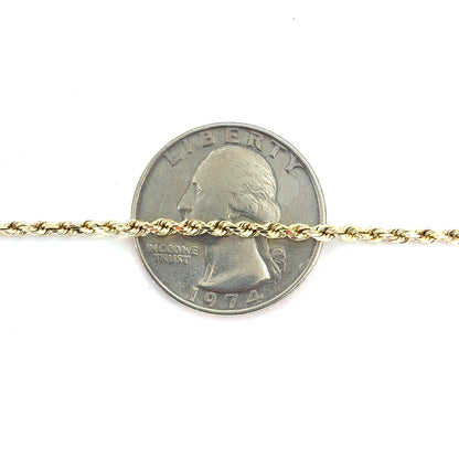 14K Yellow Gold Solid Rope Necklace | 20 Inches, 1.8mm, 7.57 grams