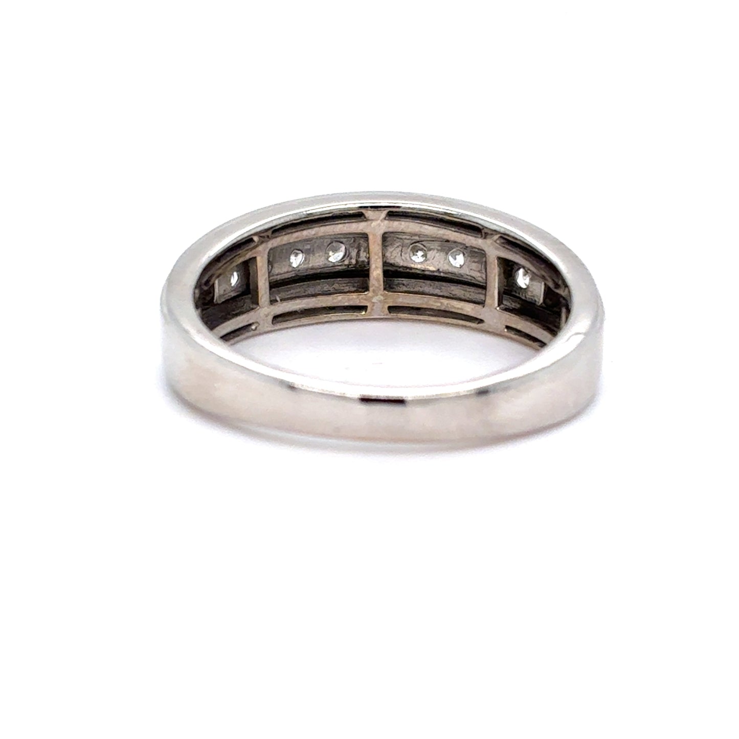 10K White Gold Mens Diamond Channel Set Wedding Band | Round Brilliant 0.50 TCW, G I1, Size 9.5