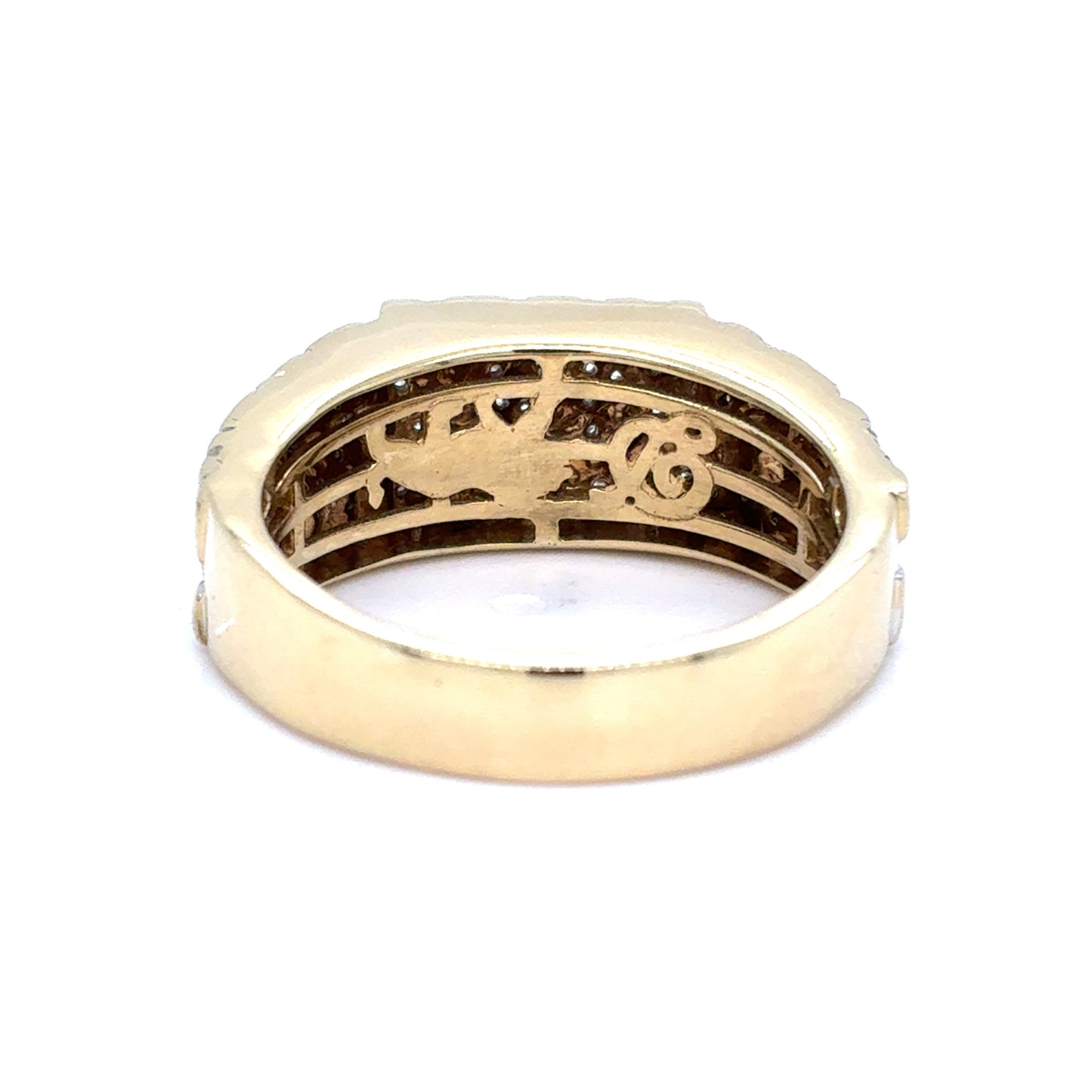 10K Yellow Gold Mens Diamond Pave Nugget Ring | Single Cut 0.45 TCW, I I1, Size 10.5