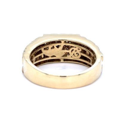 10K Yellow Gold Mens Diamond Pave Nugget Ring | Single Cut 0.45 TCW, I I1, Size 10.5