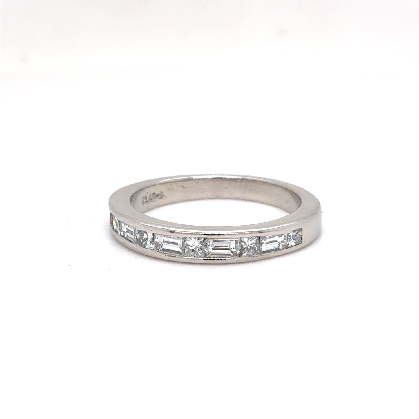 Platinum Natural Diamond Eternity Band | Princess & Baguette 0.69 TCW, G VS1, Size 6