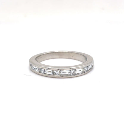 Platinum Natural Diamond Eternity Band | Princess & Baguette 0.69 TCW, G VS1, Size 6