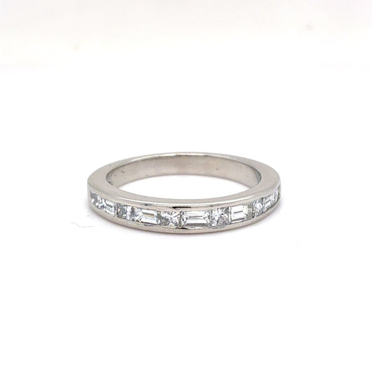 Platinum Natural Diamond Eternity Band | Princess & Baguette 0.69 TCW, G VS1, Size 6