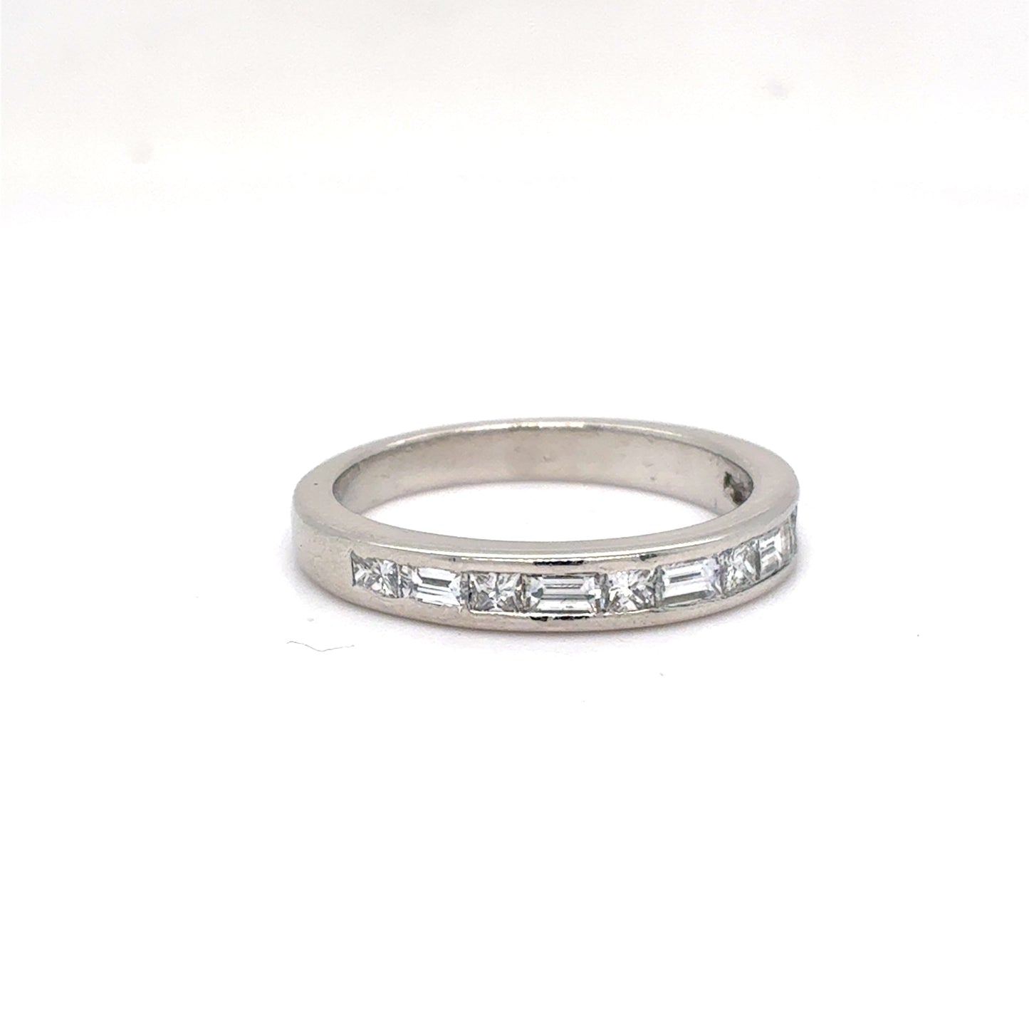 Platinum Natural Diamond Eternity Band | Princess & Baguette 0.69 TCW, G VS1, Size 6