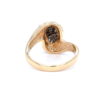 14K Two Tone Gold Natural Diamond Cluster Bypass Ring | Round Brilliant 0.27 TCW, I SI2, Size 8