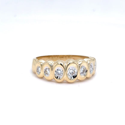 14K Yellow Gold Natural Diamond Seven-Across Band | Round Brilliant 0.33 TCW, G VS1, Size 6.25