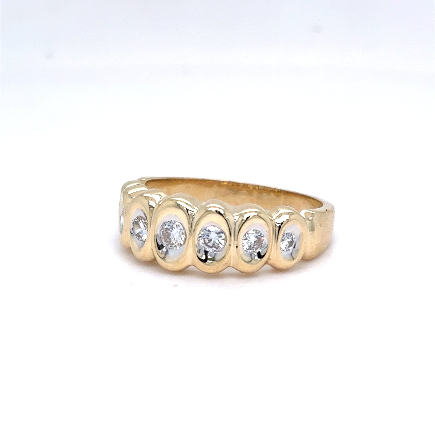 14K Yellow Gold Natural Diamond Seven-Across Band | Round Brilliant 0.33 TCW, G VS1, Size 6.25