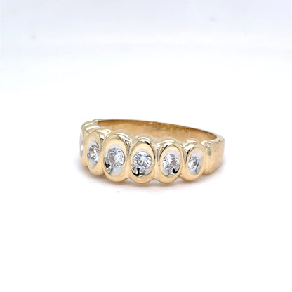14K Yellow Gold Natural Diamond Seven-Across Band | Round Brilliant 0.33 TCW, G VS1, Size 6.25