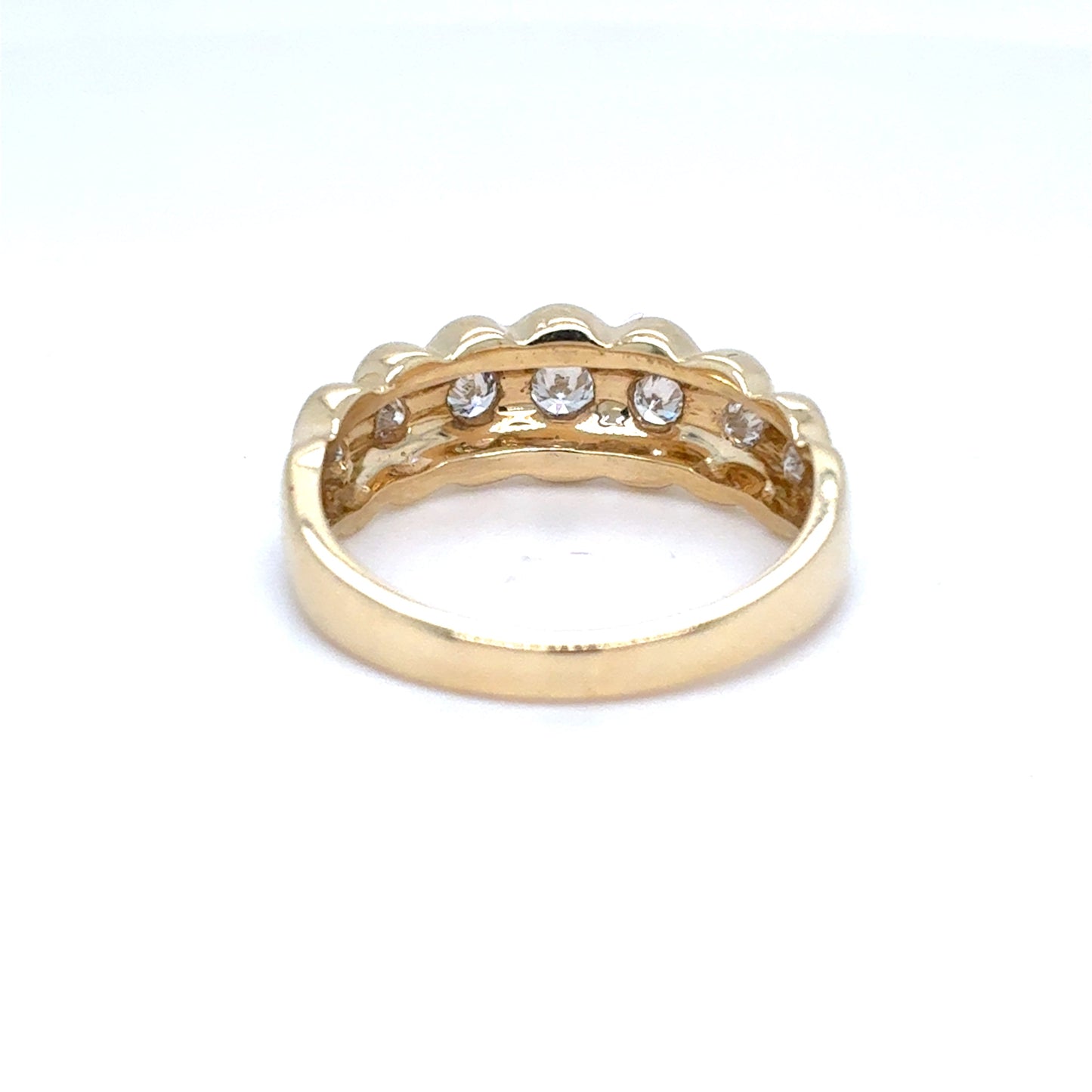 14K Yellow Gold Natural Diamond Seven-Across Band | Round Brilliant 0.33 TCW, G VS1, Size 6.25