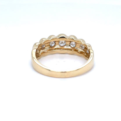 14K Yellow Gold Natural Diamond Seven-Across Band | Round Brilliant 0.33 TCW, G VS1, Size 6.25