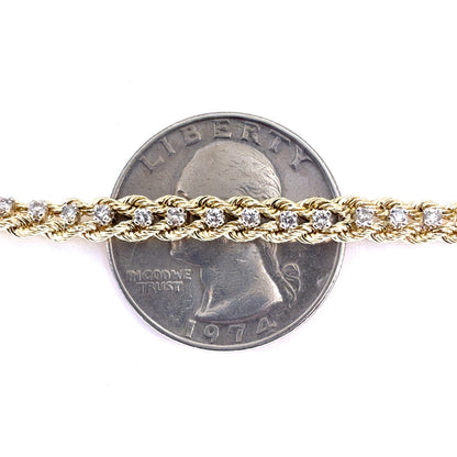 14K Yellow Gold Natural Diamond Tennis Bracelet | Round Brilliant 1.04 TCW, I SI2