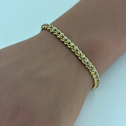 14K Yellow Gold Natural Diamond Tennis Bracelet | Round Brilliant 1.04 TCW, I SI2
