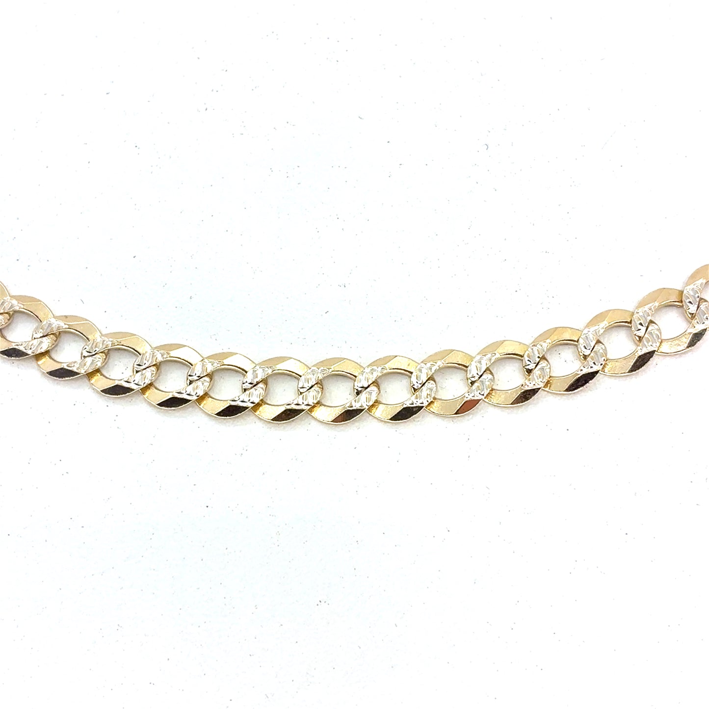 14k Two Tone Gold Solid Diamond Cut Cuban Necklace | 26 Inches, 7.1mm, 30.88 grams