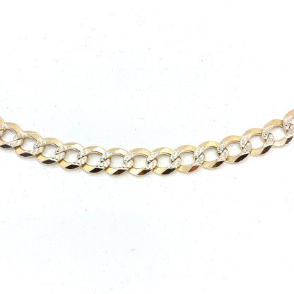 14k Two Tone Gold Solid Diamond Cut Cuban Necklace | 26 Inches, 7.1mm, 30.88 grams
