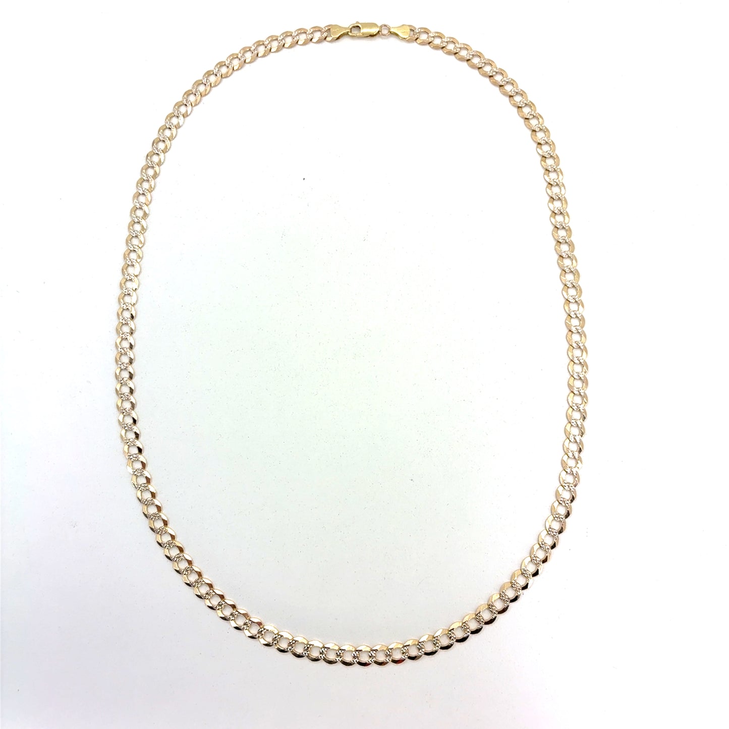 14k Two Tone Gold Solid Diamond Cut Cuban Necklace | 26 Inches, 7.1mm, 30.88 grams