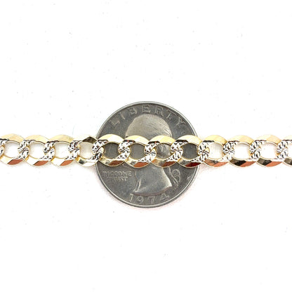 14k Two Tone Gold Solid Diamond Cut Cuban Necklace | 26 Inches, 7.1mm, 30.88 grams