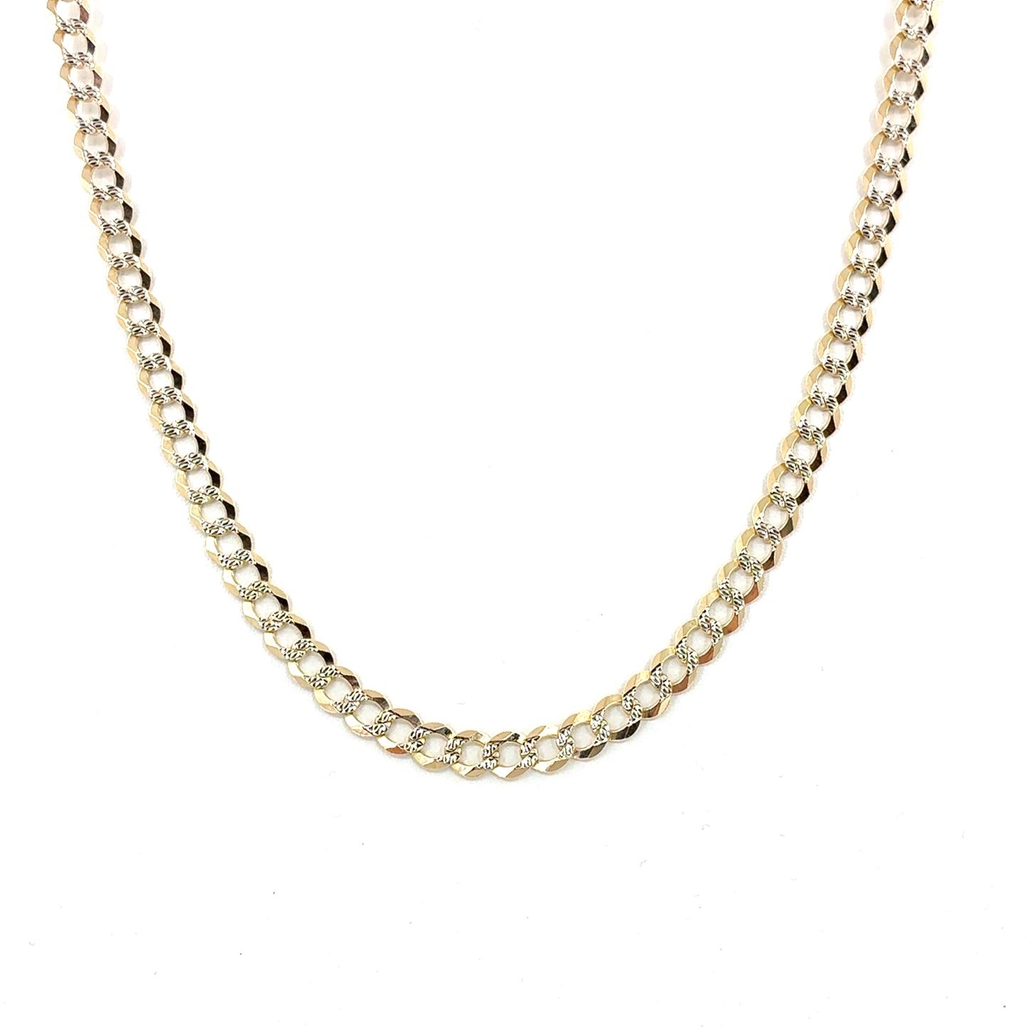 14k Two Tone Gold Solid Diamond Cut Cuban Necklace | 26 Inches, 7.1mm, 30.88 grams