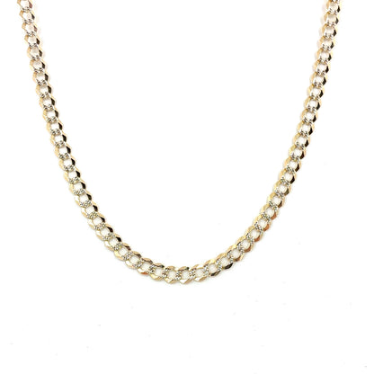 14k Two Tone Gold Solid Diamond Cut Cuban Necklace | 26 Inches, 7.1mm, 30.88 grams
