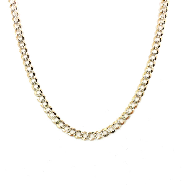14k Two Tone Gold Solid Diamond Cut Cuban Necklace | 26 Inches, 7.1mm, 30.88 grams