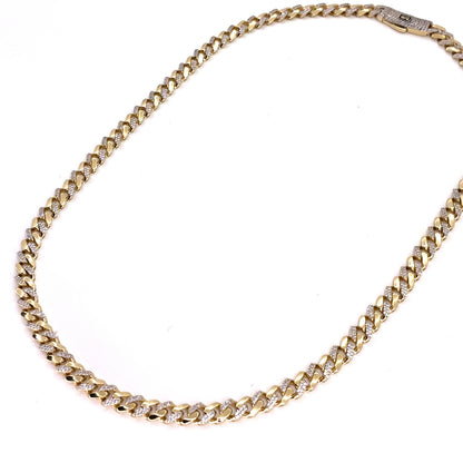 14K Yellow Gold Hollow CZ Monaco Cuban Necklace | 20 Inches, 6.6mm, 19.9 grams