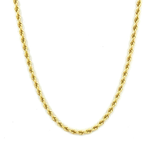 14K Solid Rope Necklace | 24 Inches, 2.5mm, 12.2 grams