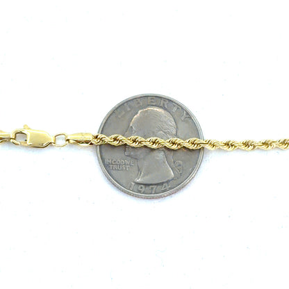 14K Solid Rope Necklace | 24 Inches, 2.5mm, 12.2 grams