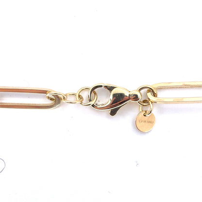 14K Yellow Gold Hollow Paperclip Bracelet with Heart | 7.25-7.5 Inches, 5MM, 6.56 grams