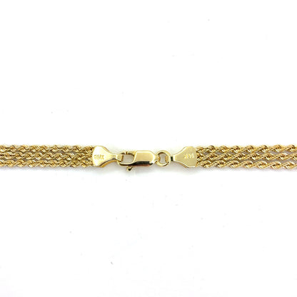 14K Yellow Gold Hollow Rope Necklace | 17, 18, 19 Inches Adjustable, 2mm, 7.95 grams