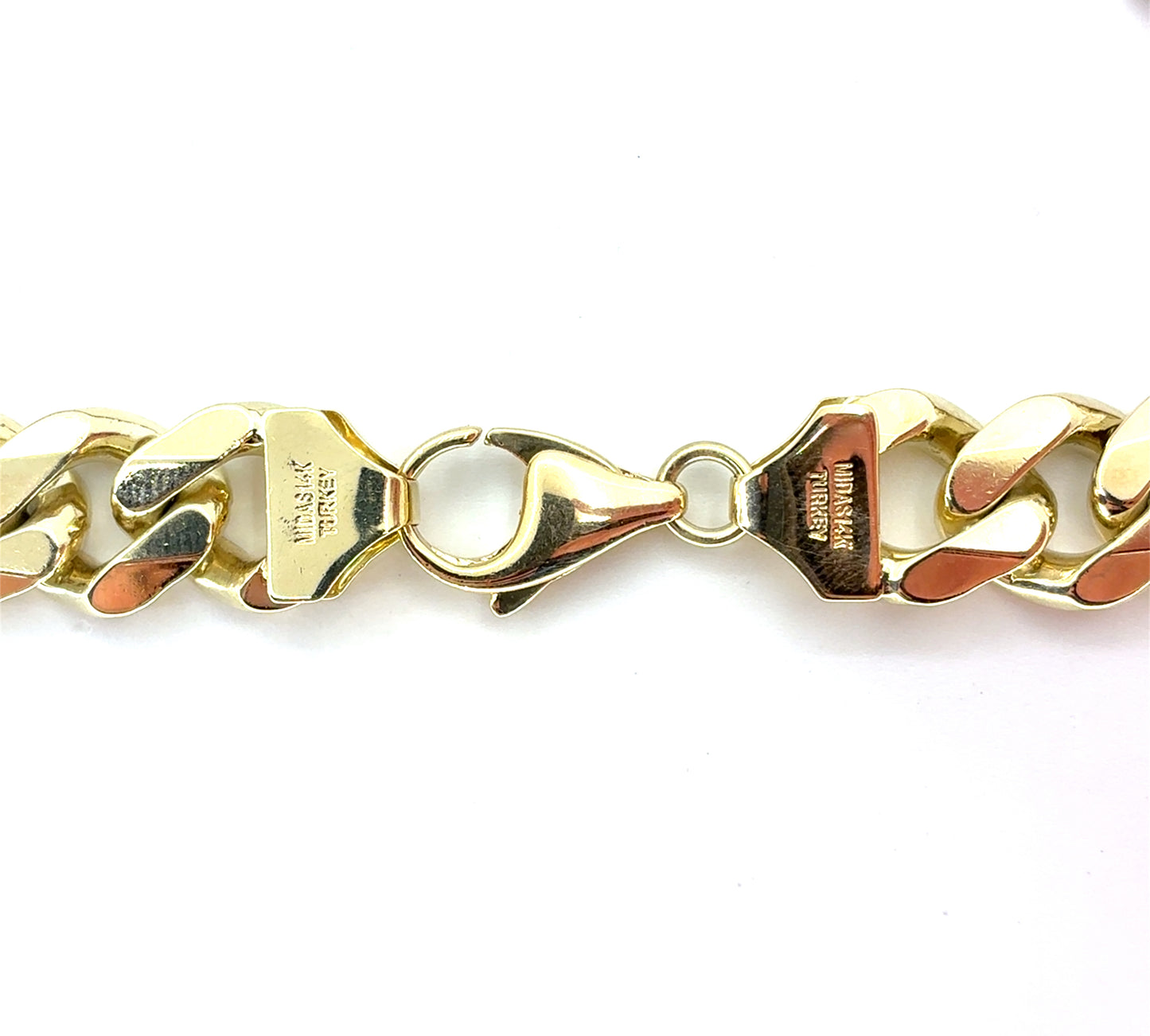 14K Yellow Gold Solid Cuban Bracelet | 9 Inches 11mm, 54.65 grams