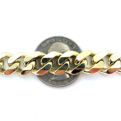 14K Yellow Gold Solid Cuban Bracelet | 9 Inches 11mm, 54.65 grams