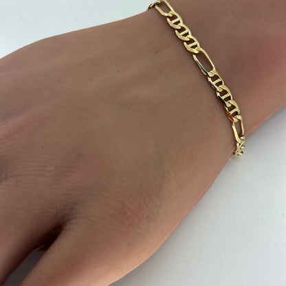 10K Yellow Gold Solid Mariner Bracelet | 7 Inches, 4.4mm, 4.00 grams