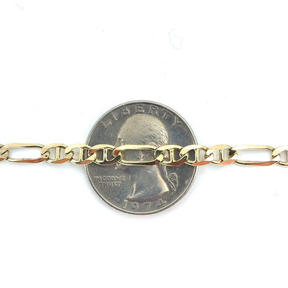 10K Yellow Gold Solid Mariner Bracelet | 7 Inches, 4.4mm, 4.00 grams