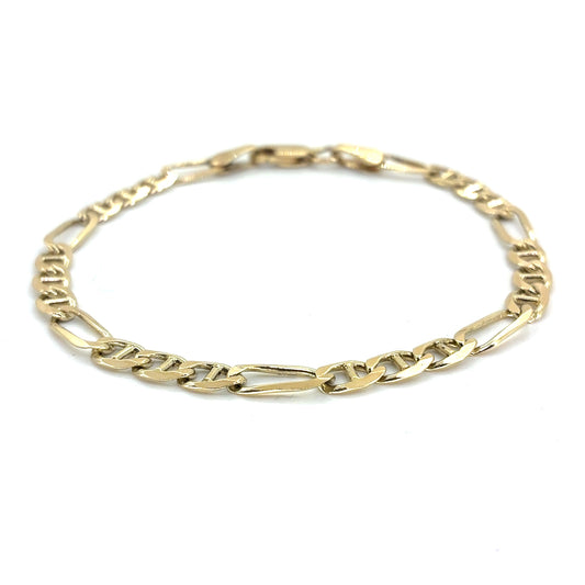 10K Yellow Gold Solid Mariner Bracelet | 7 Inches, 4.4mm, 4.00 grams