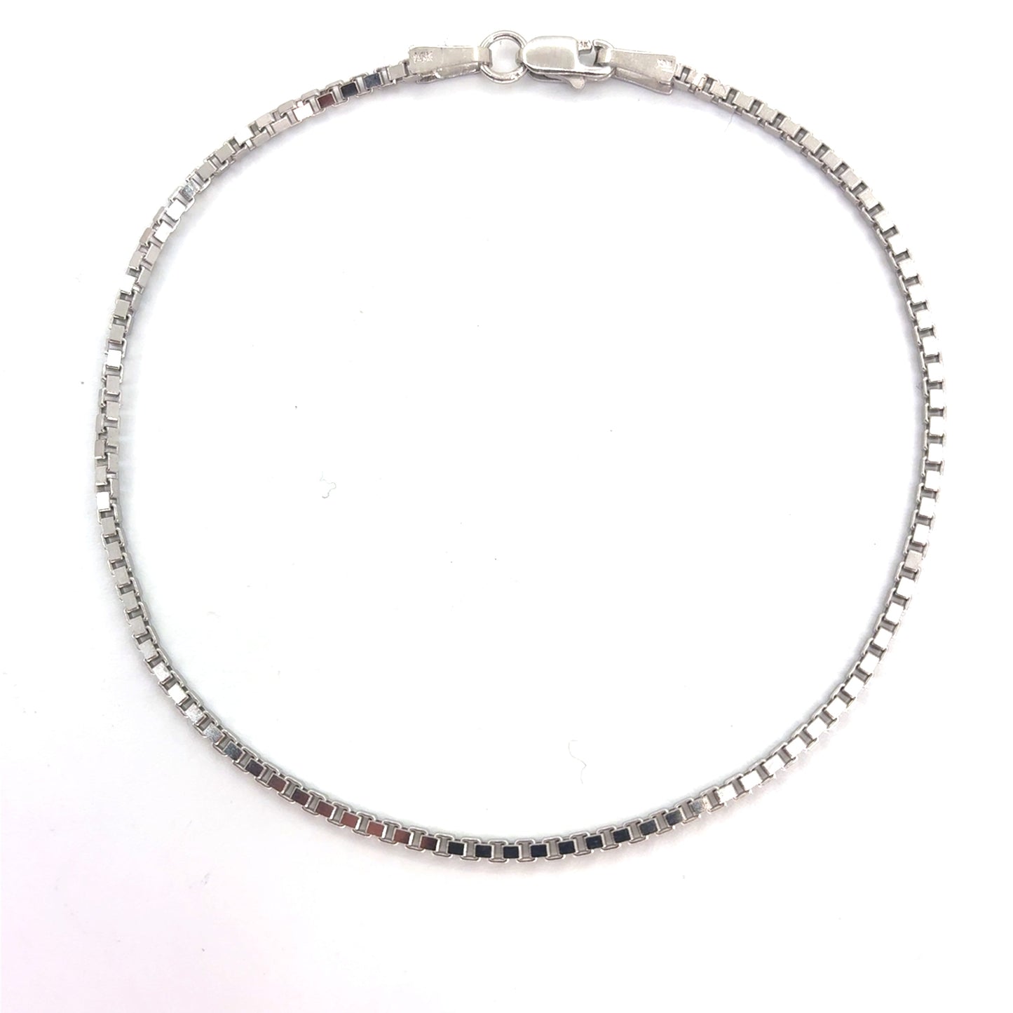 14K White Gold Box Chain Bracelet | 7 Inches, 1.6mm, 2.70 grams