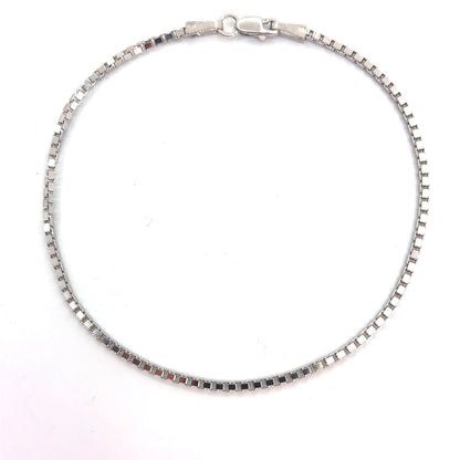 14K White Gold Box Chain Bracelet | 7 Inches, 1.6mm, 2.70 grams