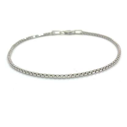 14K White Gold Box Chain Bracelet | 7 Inches, 1.6mm, 2.70 grams