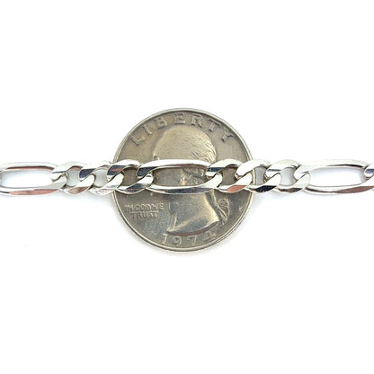 14K White Gold Solid Concave Figaro Necklace | 24 Inches, 5.75mm, 30.70 grams