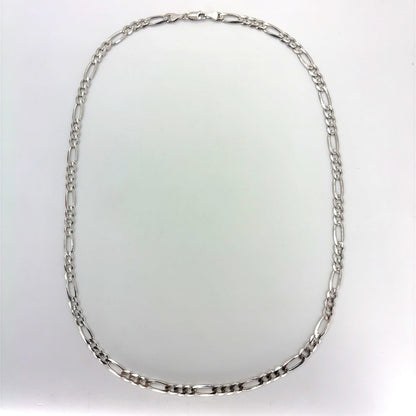 14K White Gold Solid Concave Figaro Necklace | 24 Inches, 5.75mm, 30.70 grams
