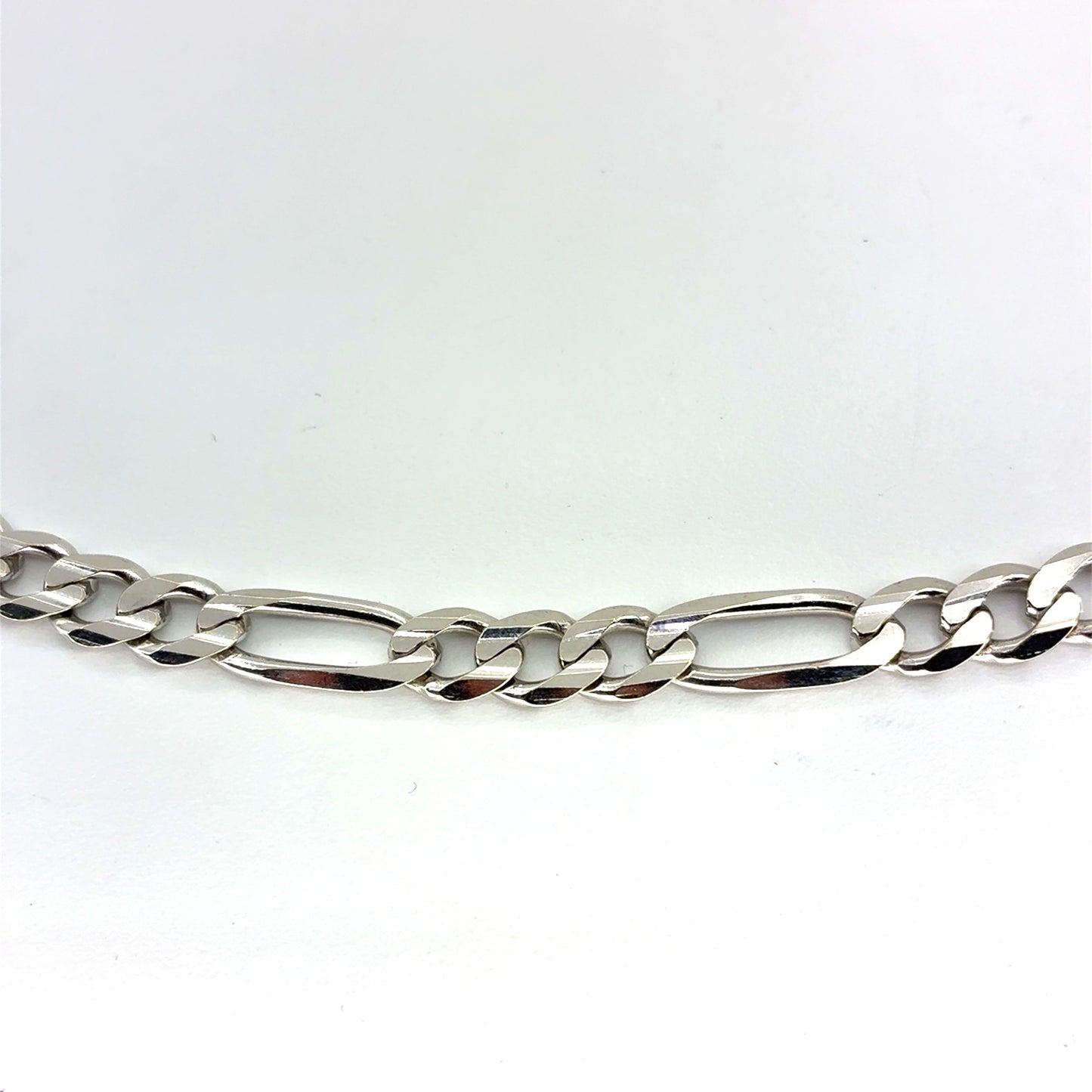 14K White Gold Solid Concave Figaro Necklace | 24 Inches, 5.75mm, 30.70 grams