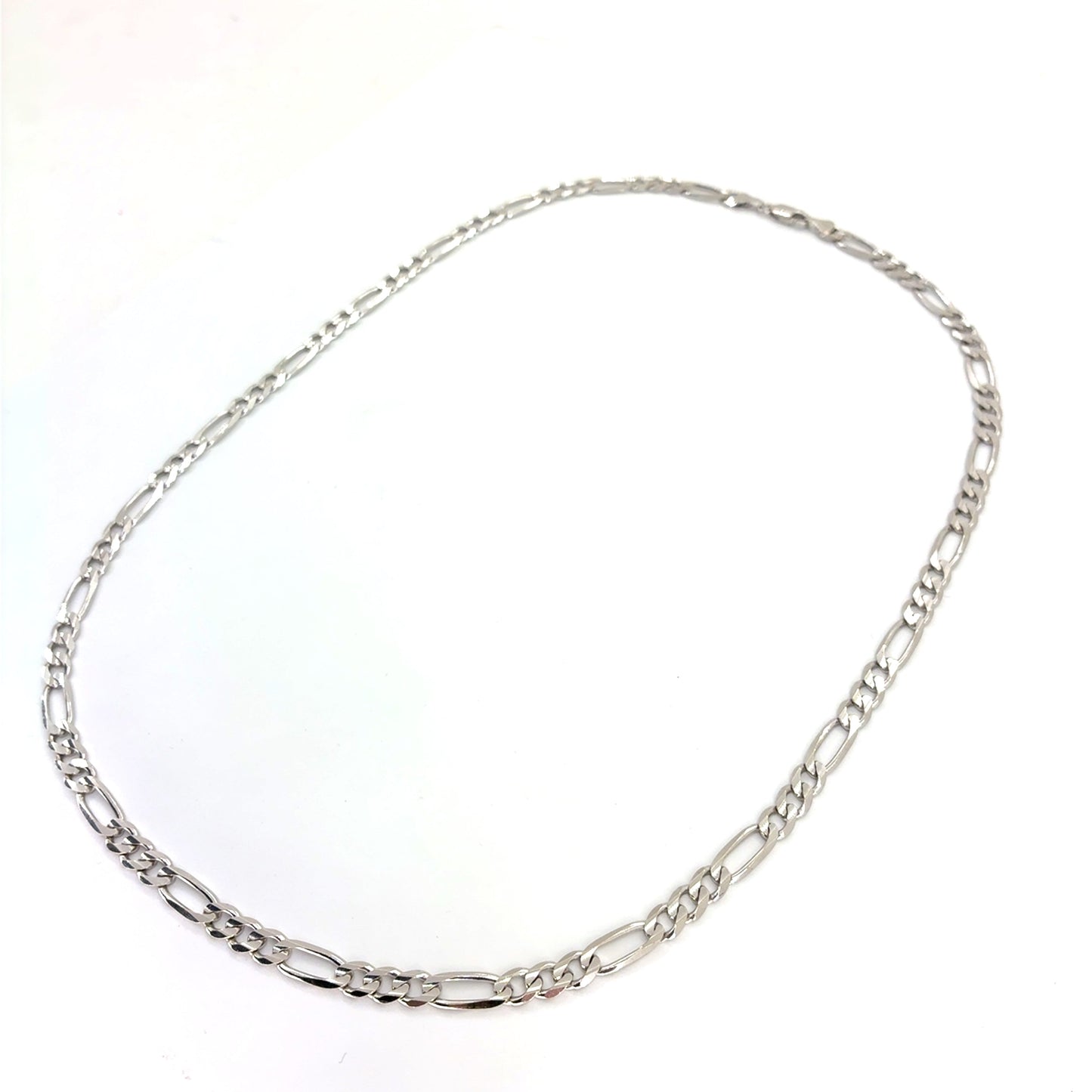 14K White Gold Solid Concave Figaro Necklace | 24 Inches, 5.75mm, 30.70 grams